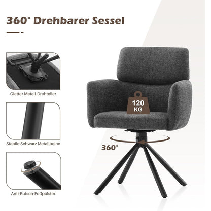 Drehbarer Esszimmerstuhl Grau – Chenille Bürostuhl & Sessel
