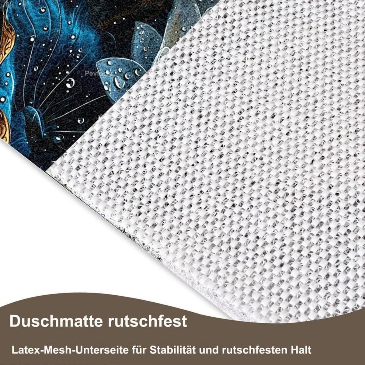 Rutschfeste Duschmatte 130x130 cm – Modernes Lotus-Muster