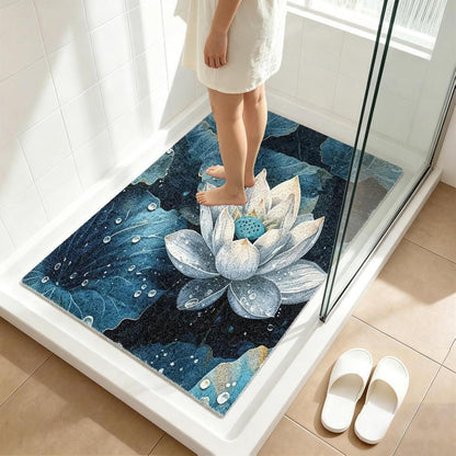 Rutschfeste Duschmatte 150x150 cm – Modernes Lotus-Muster
