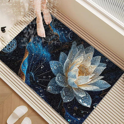 Rutschfeste Duschmatte 130x150 cm – Modernes Lotus-Muster