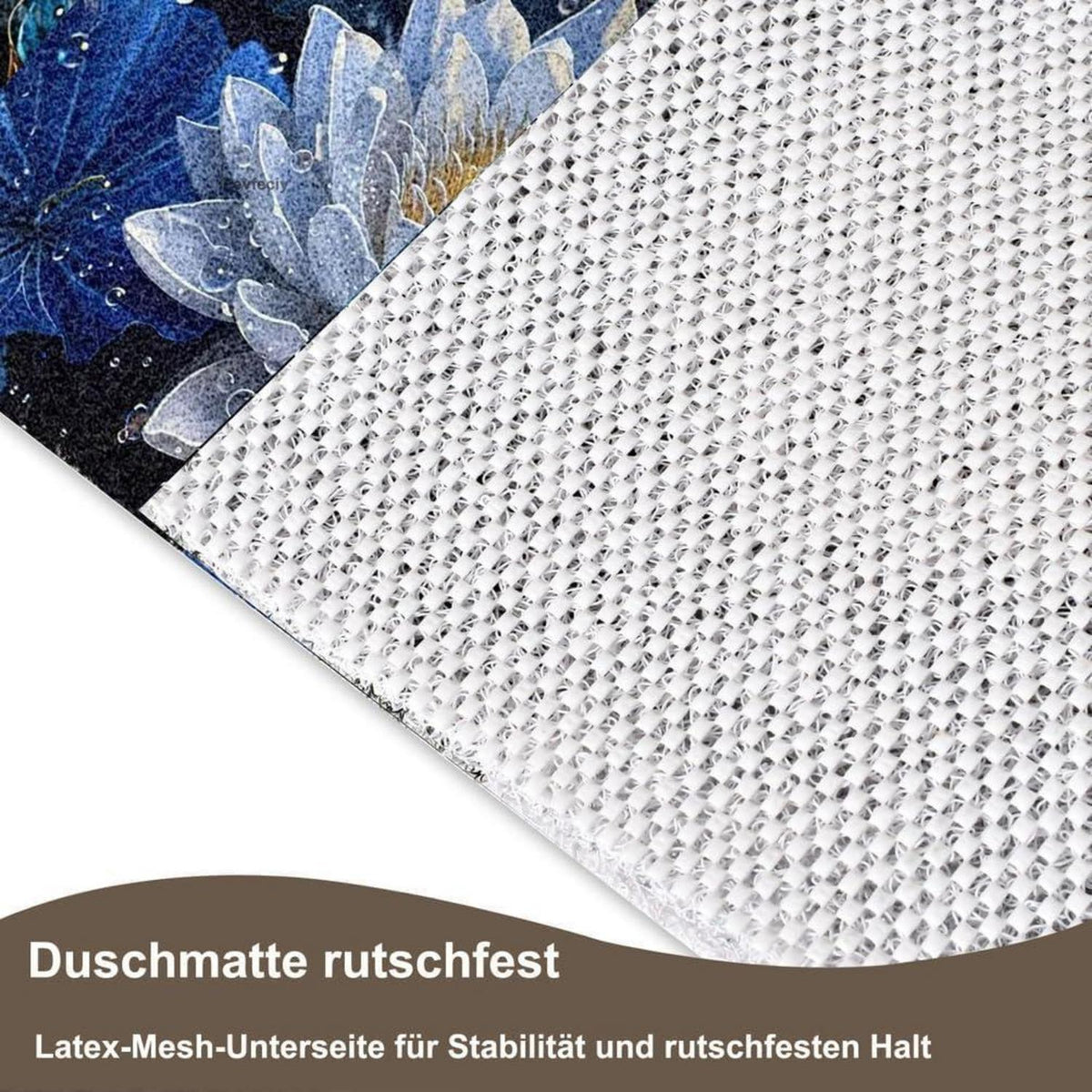 Rutschfeste Duschmatte 100x150 cm – Modernes Lotus-Muster