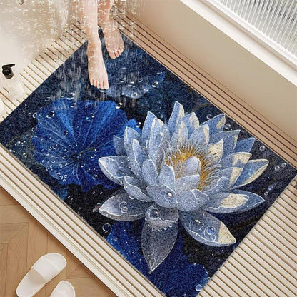 Rutschfeste Duschmatte 90x150 cm – Modernes Lotus-Muster