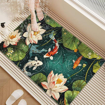 Rutschfeste Duschmatte 120x150 cm – Modernes Lotus-Muster