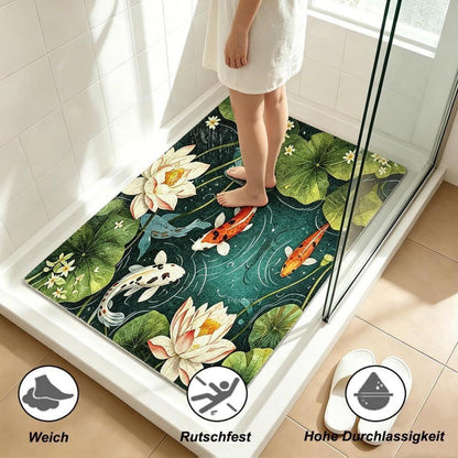 Rutschfeste Duschmatte 150x150 cm – Modernes Lotus-Muster