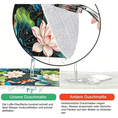 Rutschfeste Duschmatte 140x140 cm – Modernes Lotus-Muster