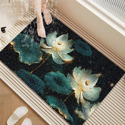 Rutschfeste Duschmatte 110x150 cm – Modernes Lotus-Muster
