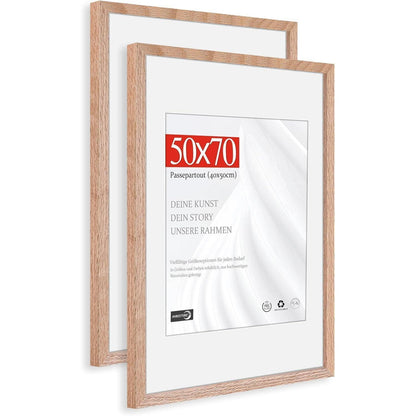 Bilderrahmen Eiche 50x70cm mit Passepartout 40x50cm (2er Set)