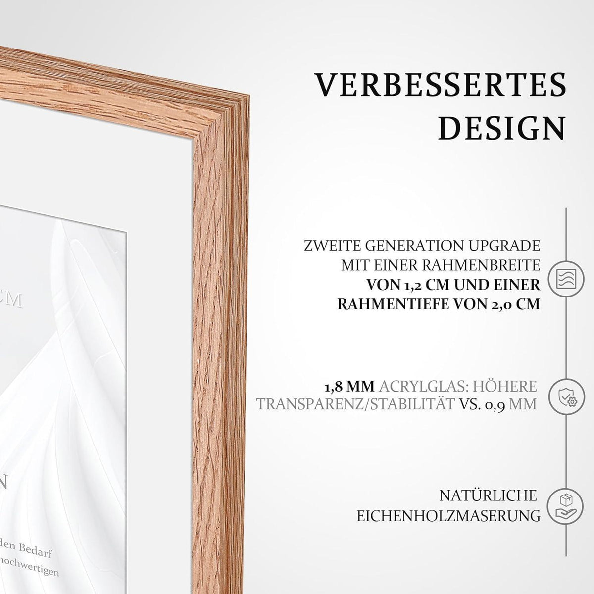 Bilderrahmen Eiche 50x70cm mit Passepartout 40x50cm (2er Set)