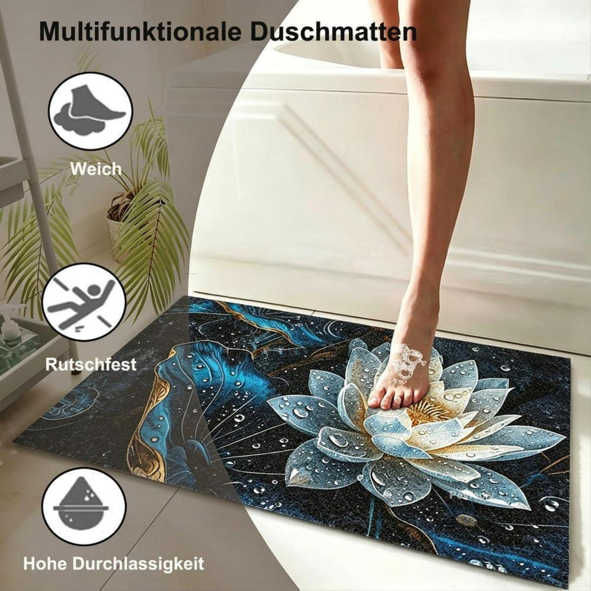 Rutschfeste Duschmatte 150x150 cm – Modern & Komfortabel