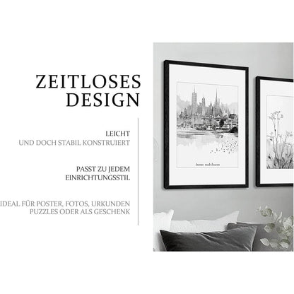 Bilderrahmen 50x70cm Eiche Schwarz, 2er Set, Wandmontage