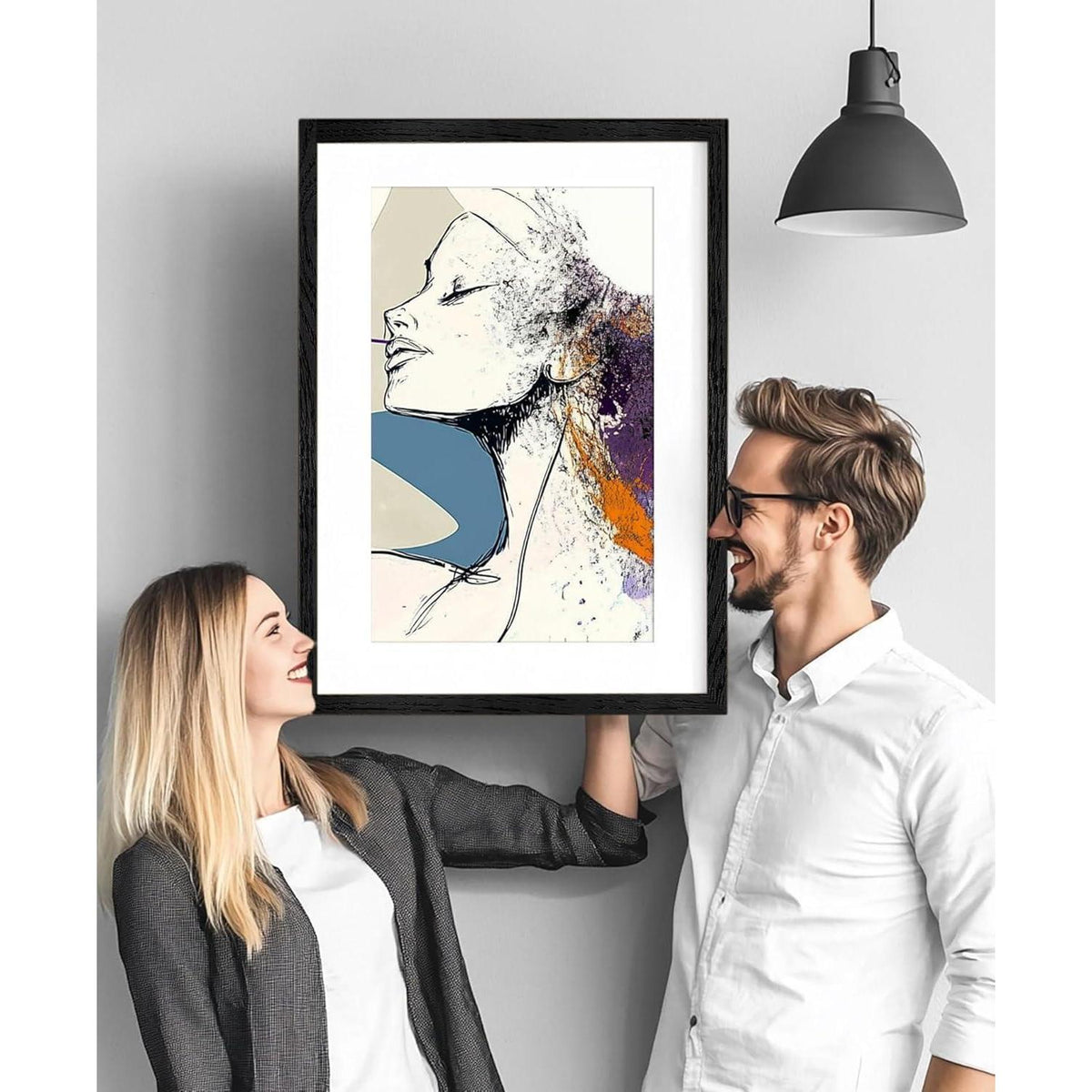 Bilderrahmen 50x70cm Eiche Schwarz, 2er Set, Wandmontage