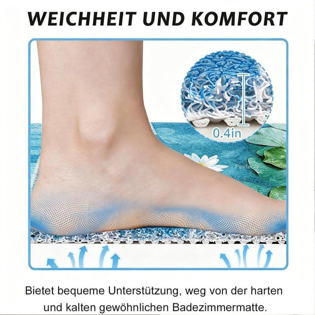 Rutschmatte Dusche 120x150 cm – Antirutsch, Modern & Ablaufloch