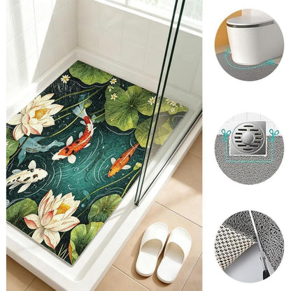 Rutschfeste Duschmatte 90x150 cm – Modernes Lotus-Muster
