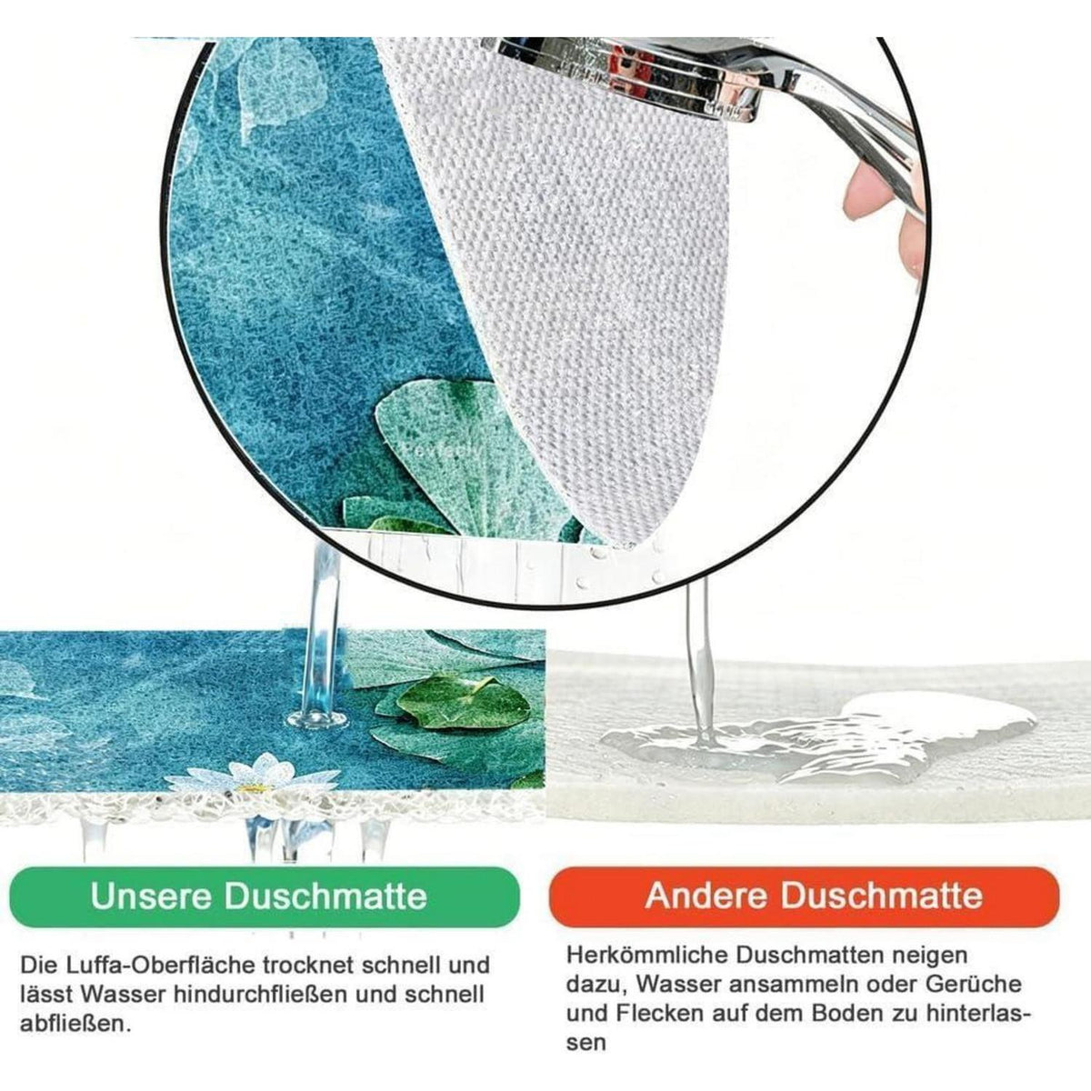 Rutschmatte Dusche 100x100 cm – Antirutsch, Modern & Ablaufloch