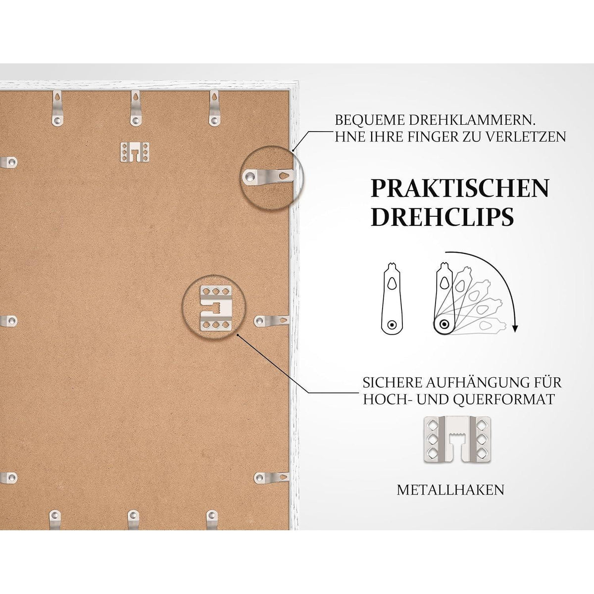 Bilderrahmen 50x70cm Eiche Weiß 2er Set mit Passepartout