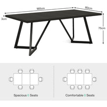 180cm Schreibtisch – Moderner Computertisch mit Metallgestell Schwarz