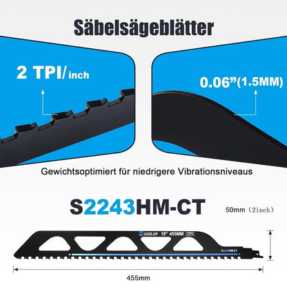 Säbelsägeblätter Stein 455mm Hartmetall 3 Stück für Porenbeton & Metall