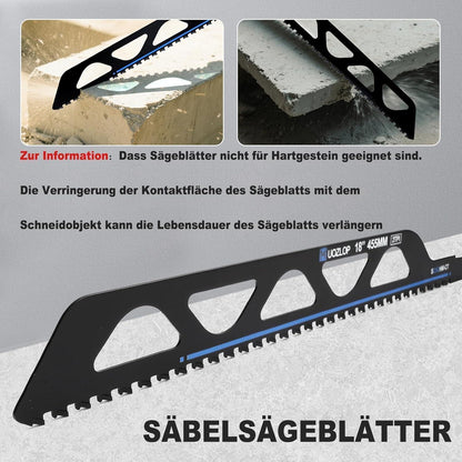 Säbelsägeblätter Stein 455mm Hartmetall 3 Stück für Porenbeton & Metall