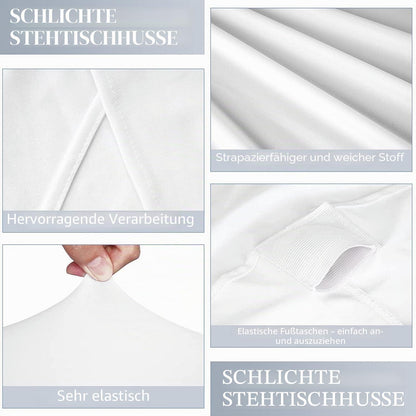 Weiße Stretch Tischdecke Ø 70cm - 10er Set für Stehtische
