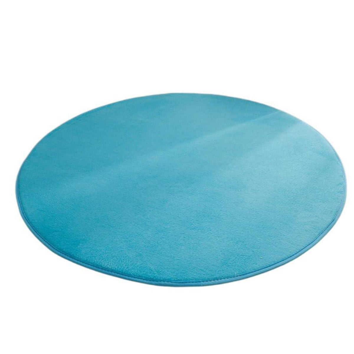 Runder Korallensamt Teppich Himmelblau 200cm – Rutschfest & Waschbar