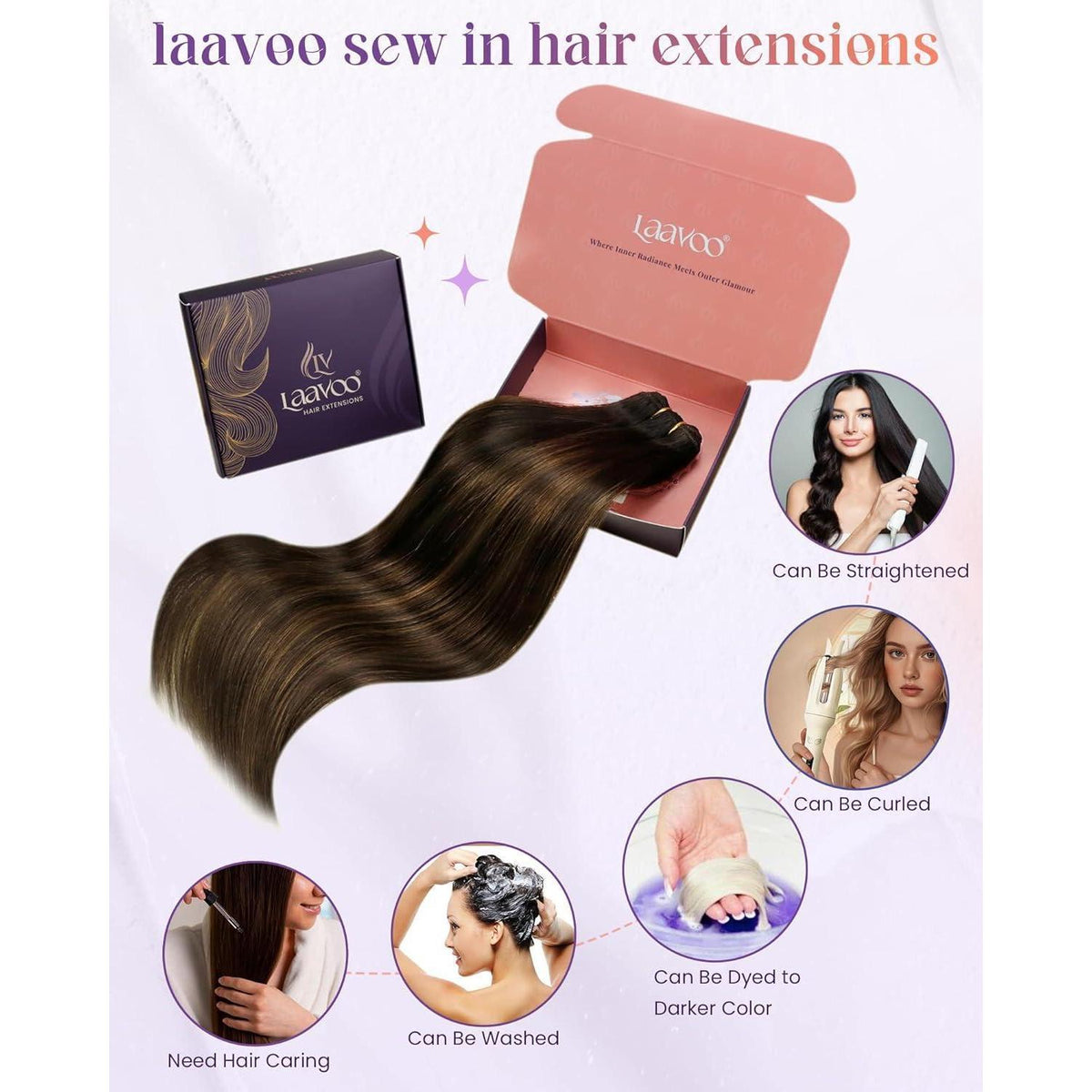 Echthaar Tressen Braun Balayage Ombre 45cm #2/8/2