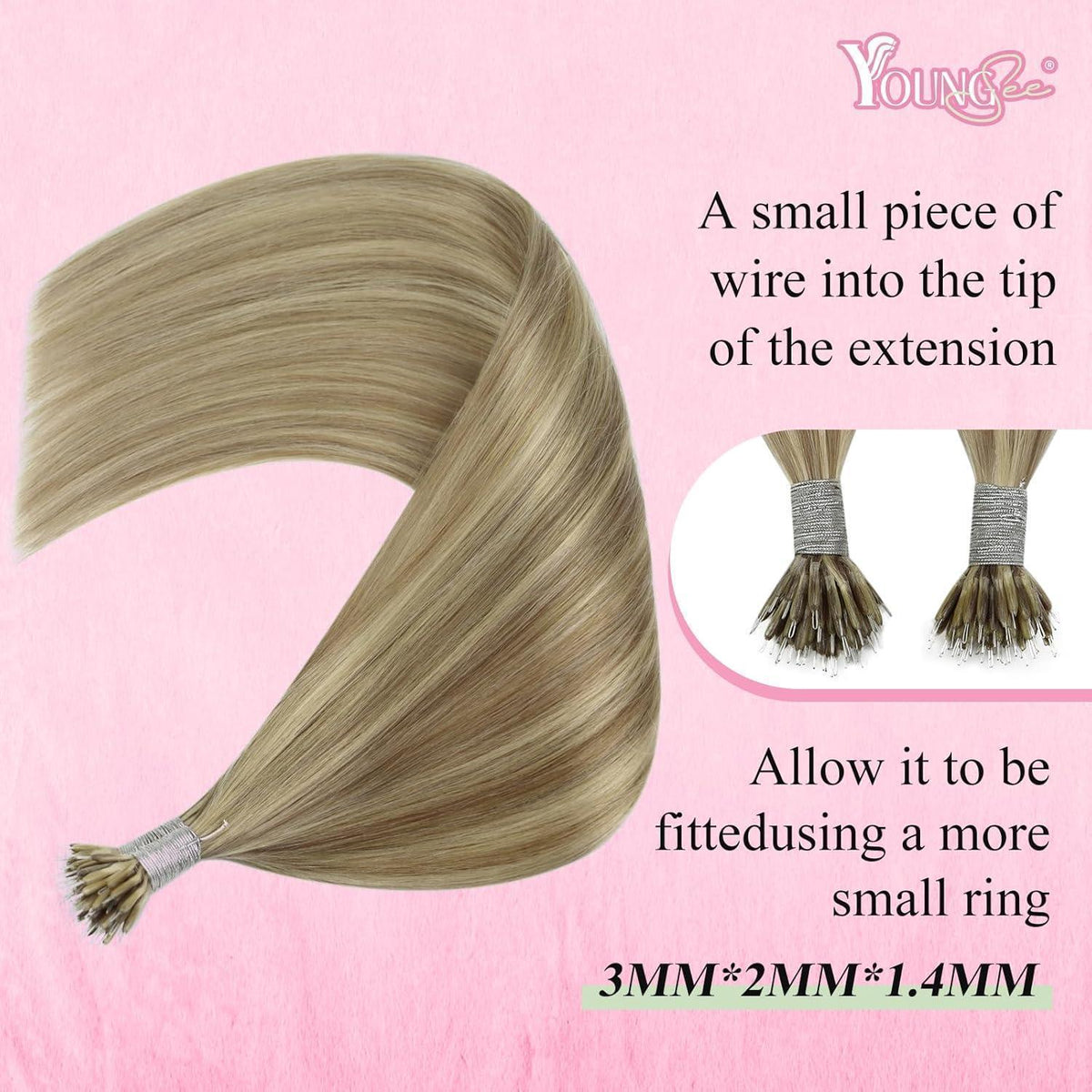 Echthaar Nano Extensions Blond 55 cm – Haarverlängerung
