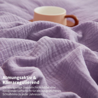 Doppelte Muslin Bettwäsche Lila Rosa 220x240 - 3-teilig