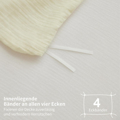 Doppelte Muslin Bettwäsche 220x240 Hellbeige Weiß 100% Baumwolle
