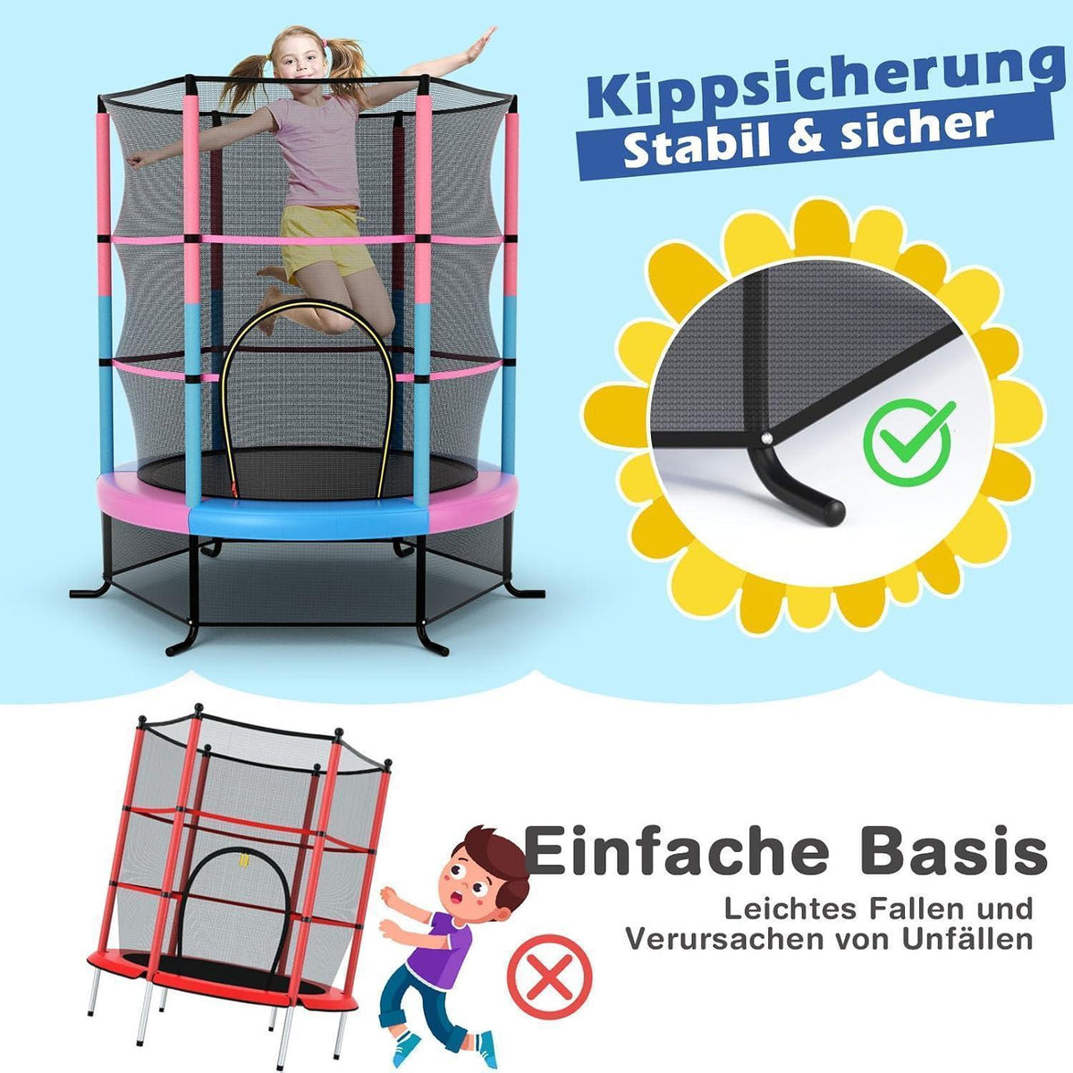 GYMAX Gartentrampolin 165 cm mit Sicherheitsnetz