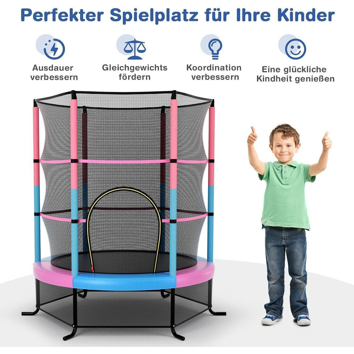 GYMAX Gartentrampolin 165 cm mit Sicherheitsnetz