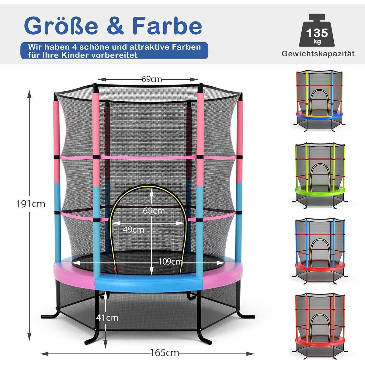 GYMAX Gartentrampolin 165 cm mit Sicherheitsnetz
