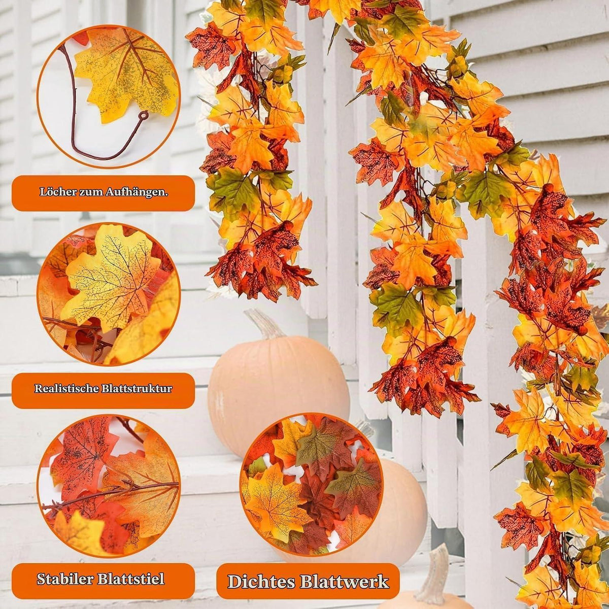 Künstliche Ahornblatt Girlande - 2er Set Herbstdeko