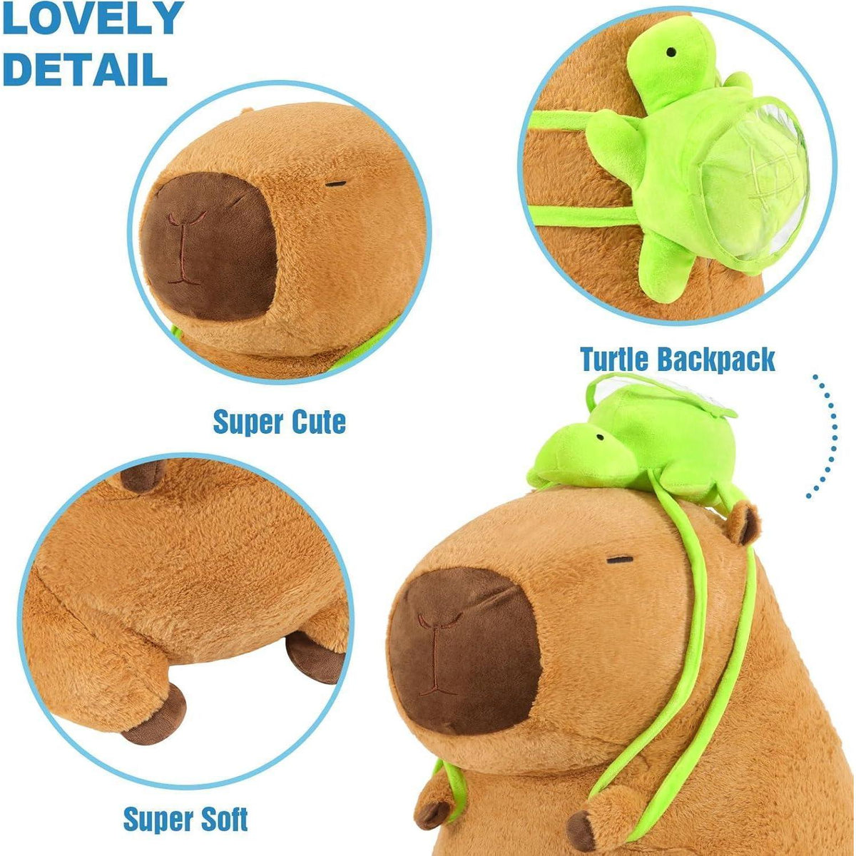 XXL Capybara Kuscheltier 65cm - Weiches Plüschkissen Stofftier