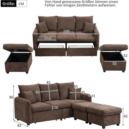 Multifunktionales Ecksofa mit Stauraum & Schlaffunktion (Braun)