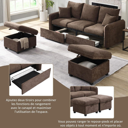 Multifunktionales Ecksofa mit Stauraum & Schlaffunktion (Braun)