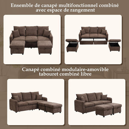 Multifunktionales Ecksofa mit Stauraum & Schlaffunktion (Braun)