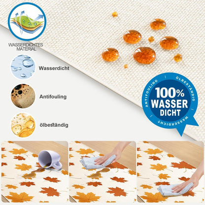 Herbst Tischläufer 40x140cm – Orange Leinen Ahornblatt Design