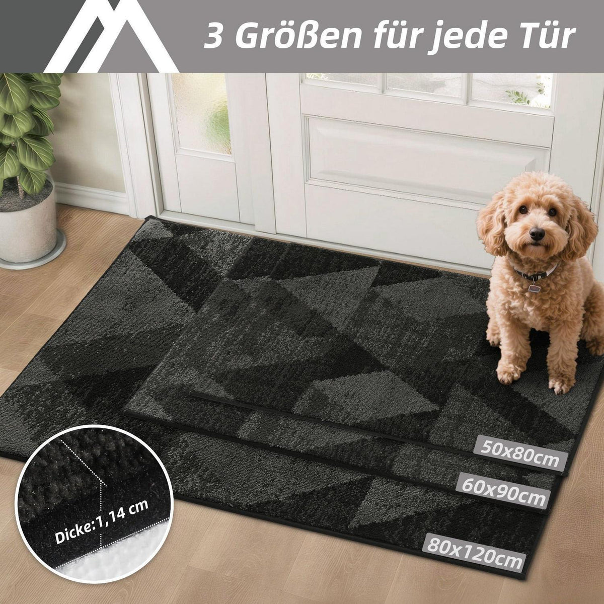 Fußmatte Karomuster Dunkelgrau 80x120 cm – Rutschfest & Saugfähig