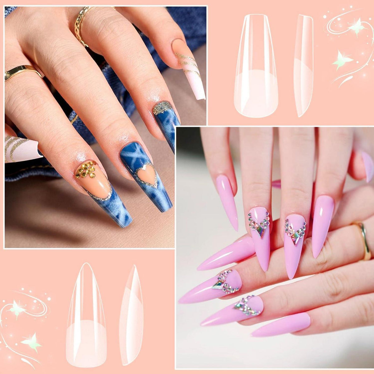 Künstliche Nägel Ballerina Almond 240 Stück Full Cover Nageltips