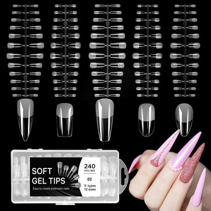 Künstliche Nägel Ballerina Almond 240 Stück Full Cover Nageltips