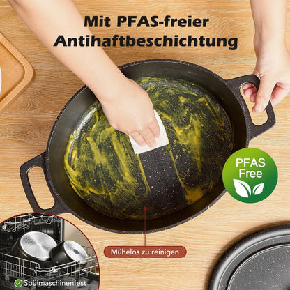 Ovaler Bräter mit Deckel – 31 cm, 6,3 L, Aluguss