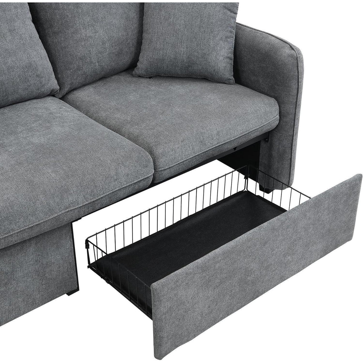 Multifunktionales Ecksofa mit Stauraum & Schlaffunktion – Dunkelgrau