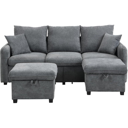 Multifunktionales Ecksofa mit Stauraum & Schlaffunktion – Dunkelgrau
