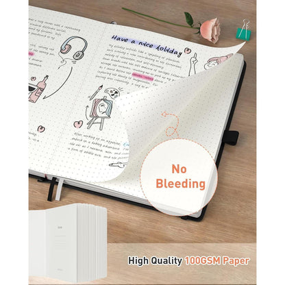 A5 Notizbuch gepunktet, Journal mit 320 Seiten in Lederoptik