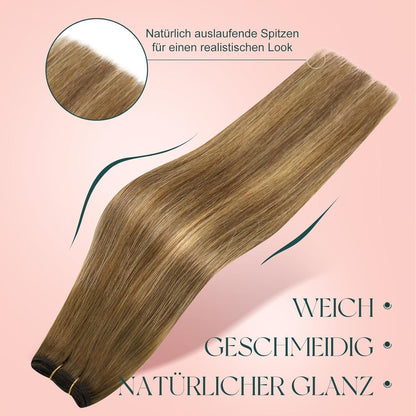 Echthaar Tressen Balayage Braun Ombre Blond 30cm