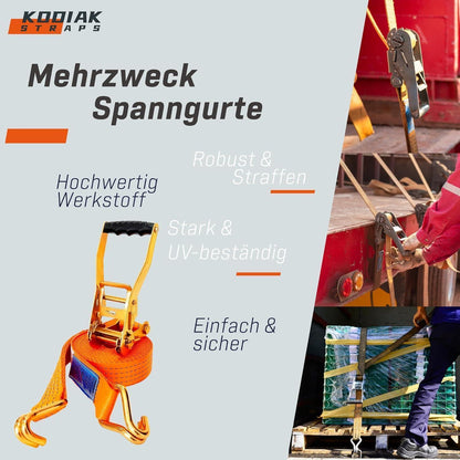 8 Spanngurte 8m | 4000kg | Orange Ratschengurt
