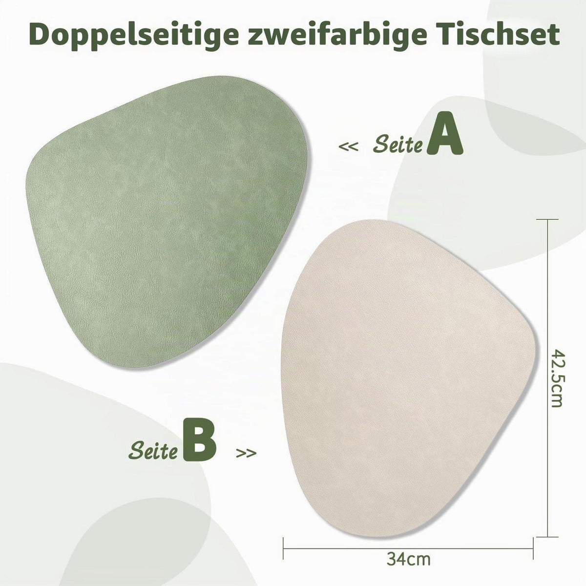 6er Set Abwaschbare Tischsets Oval, Avocado & Elfenbein
