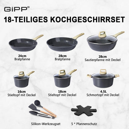18-teiliges Kochgeschirr-Set mit Antihaftbeschichtung