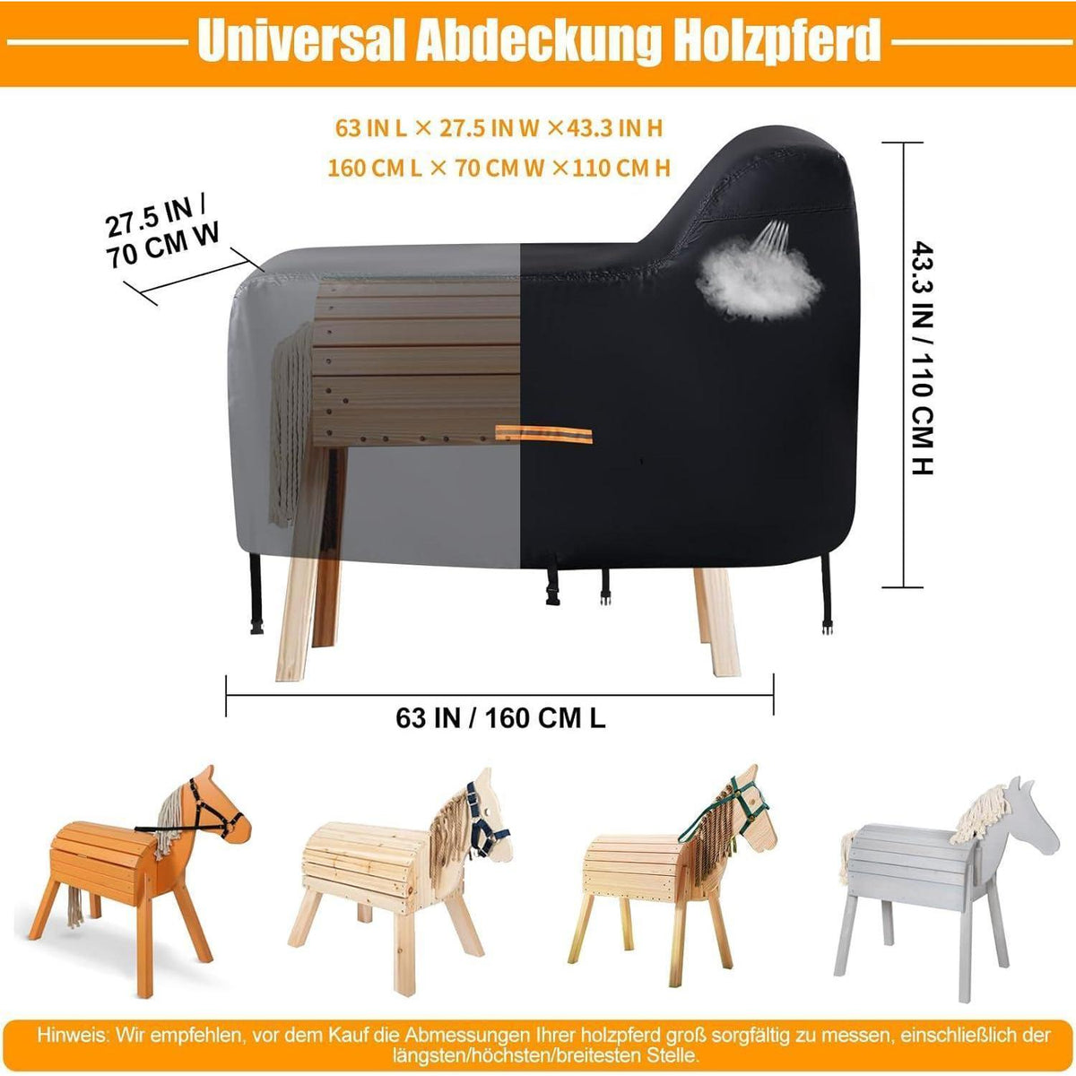 Holzpferd Abdeckung 420D Wasserdicht & UV-Schutz