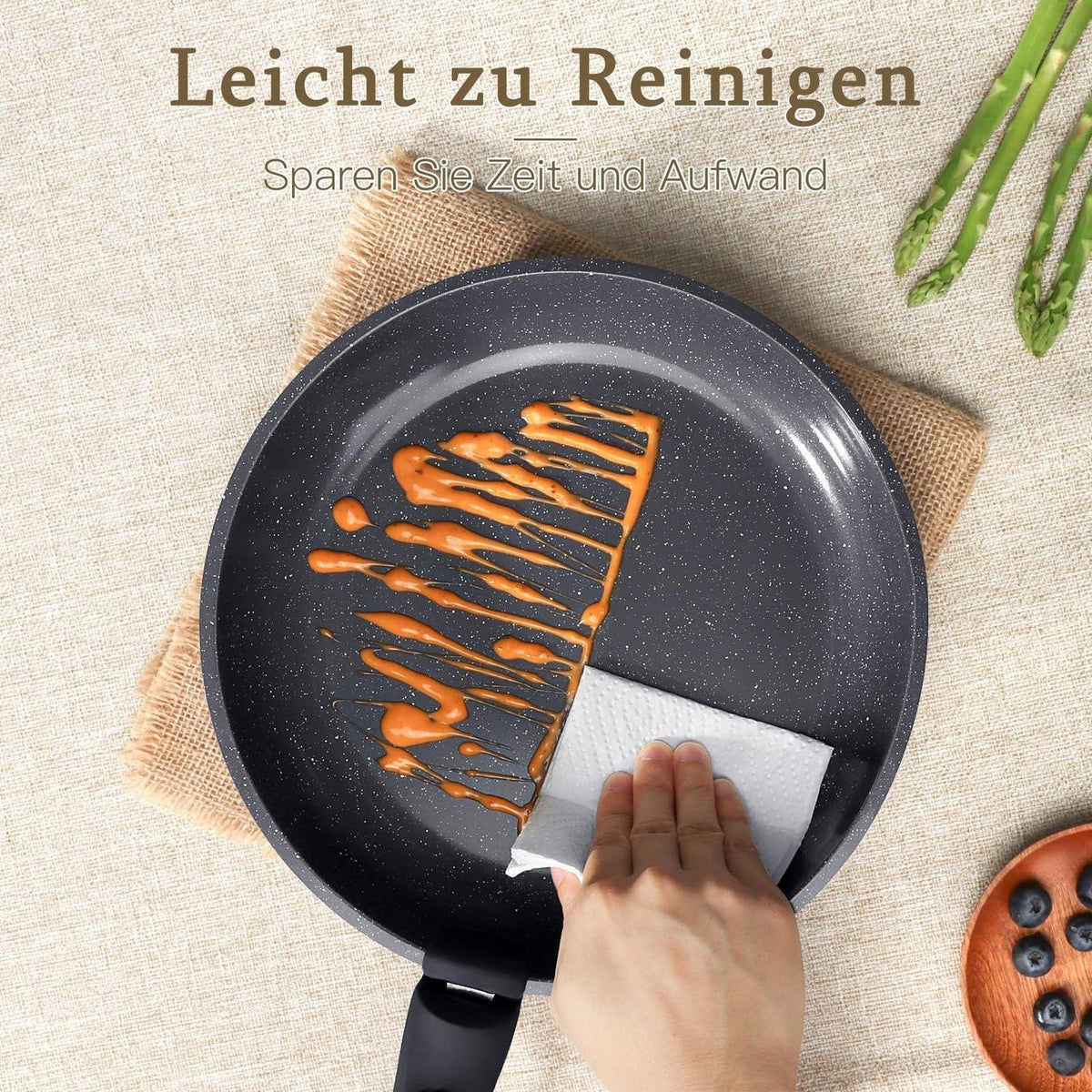 21-teiliges Granit Kochgeschirr Set mit abnehmbaren Griffen